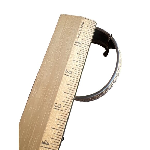 Vintage Napier Gold Tone Basket Weave Texture Bangle Bracelet Safety Chain Work - Picture 8 of 11